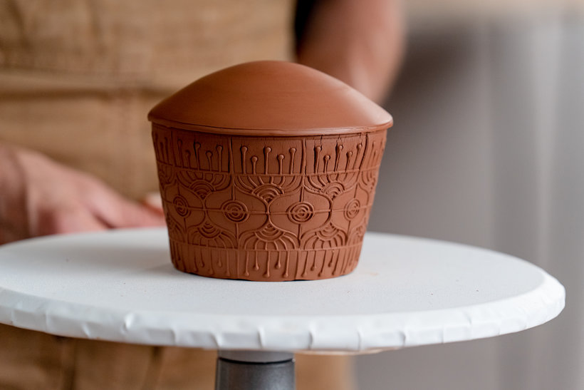 Pottery technique for easy making ants pattern in clay. Decorative pottery  stamps are made from bioplastic, w…